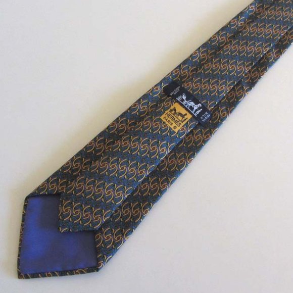new HERMES 7454 HA Linked In Love pattern silk tie France - Picture 2 of 6